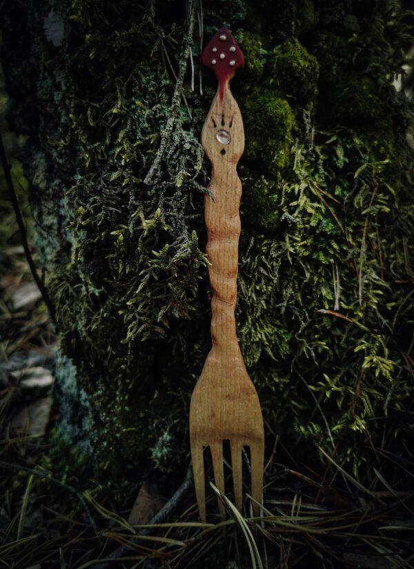 Amanitowy Widelec z kryształem